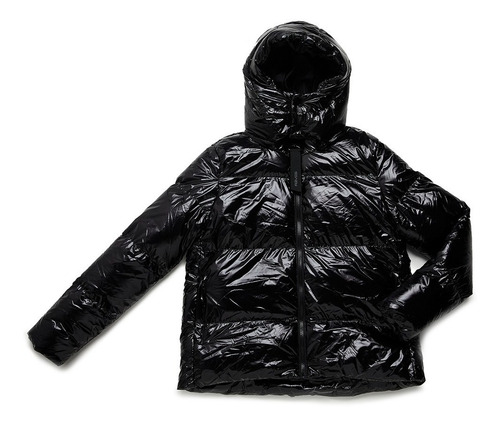 Imagen 8 de 10 de Campera Abrigo Reves Svart Mujer Moda Con Capucha Vinilica