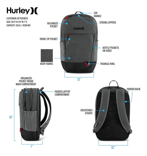 Mochila Clásica Para Hombre Hurley, Cilantro, Talla Única