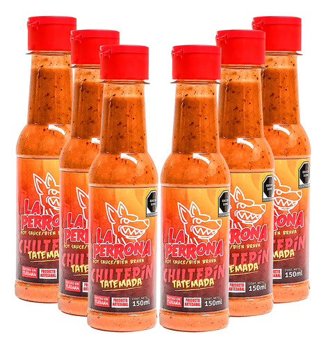 Six Pack Salsa La Perrona Chiltepín Tatemada 150ml