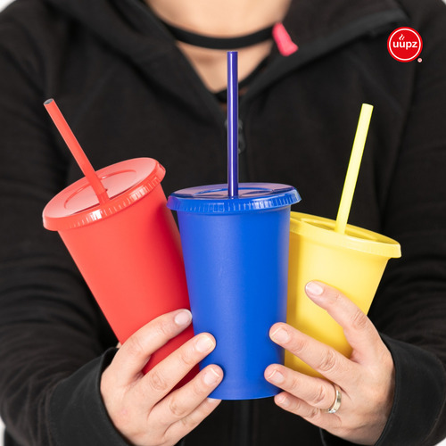 10 Vasos Reusables Tipo Star 20 Oz Con Tapa Plana Color Azul