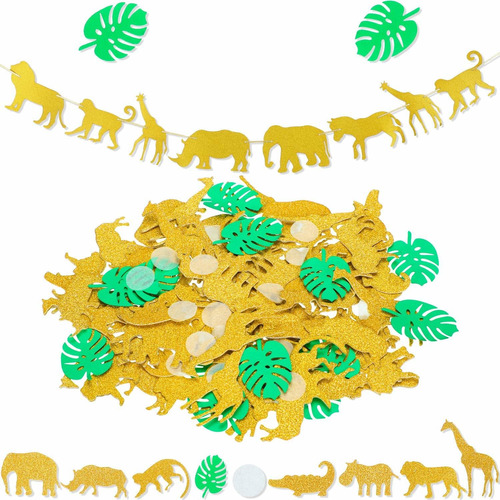 Gold Jungle Safari Animal Banner Confetti For Jungle Safari 