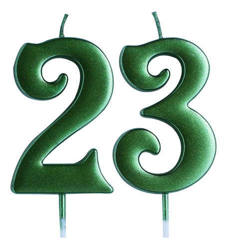 Vela Cumpleaño Verde 23 Numero Antigüedad Pastel Topper Niño