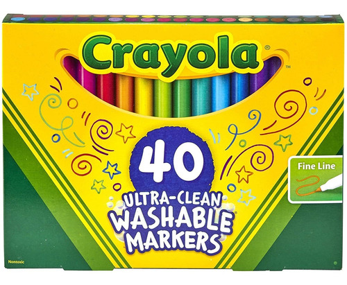 Juego 40 Marcadores Crayola Ultra-clean Linea Fina Lavable