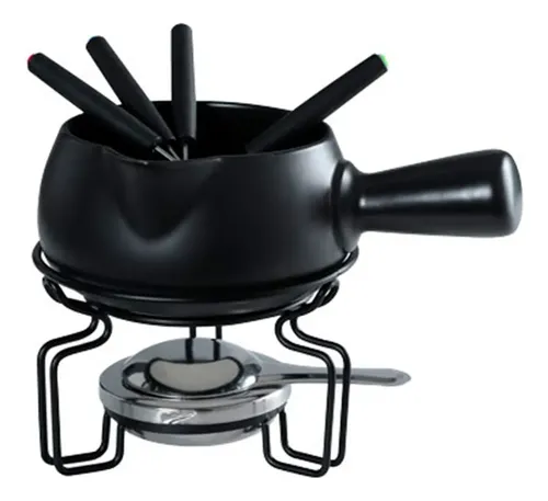 Aparelho de Fondue em Cerâmica Preto 8 Peças - Fracalanza