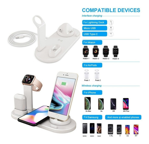Imagen 4 de 8 de Estación De Carga Inalámbrica 4 En 1 iPhone- Android- Iwatch