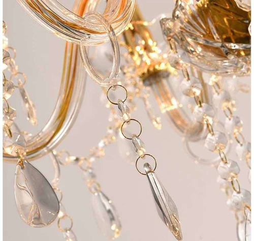 Lámpara De Techo De Cristal 6 Brazos Gold Candil Candelabro