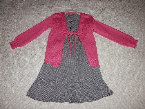 Vestido Cuadrillé Spy Y Saquito Hilo Fucsia-niña 2-3 Años