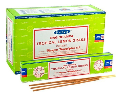 Sahumerios Satya Nag Champa - 12 Unidades Fragancia Tropical Lemon Grass
