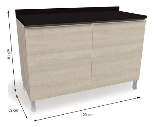 Balcão De Cozinha Com Tampo Kas 2 Pt Nacre 120 Cm