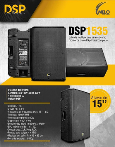 Melo Dsp1535 Bafle Medio 15'' 4000 W Rms Nuevo Envio Gratis Negro