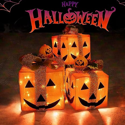 Cajas De Regalo De Calabaza Halloween Luces Qf3p4