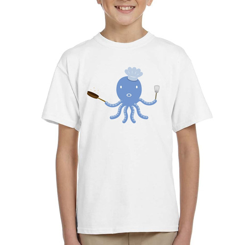 Remera De Niño Pulpo Cocinero Chef Comida Cocina Gourmet