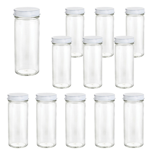 Caja 12 Tarro Cilindrico De Vidrio 125ml