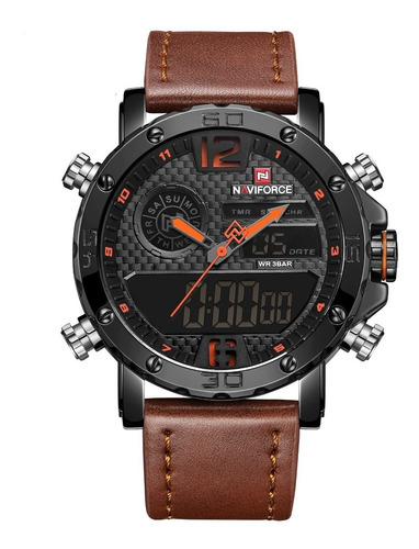 Relógio Naviforce 9134 Esportivo Digital Pulseira Couro