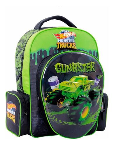 Mochila Espalda 17 Hot Wheels Gunkster Color Verde