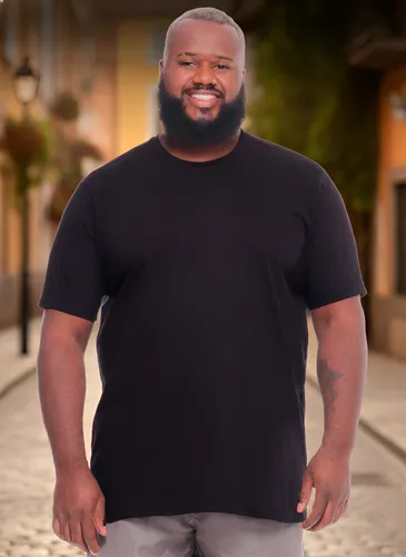 Camiseta Masculina Algodão Lisa Sem Estampa Plus Size Preta