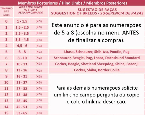 Imagem 2 de 8 de Roupa Pós Cirúrgica Pet Membros Posteriores - Nº05 Ao Nº08