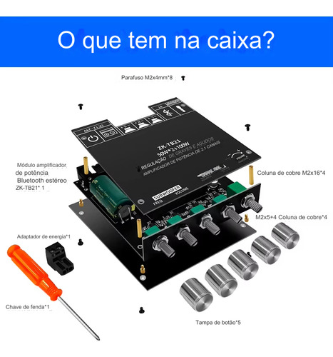 Amplificador 200w 2.1 Bluetooth Zk-tb21 C/fonte 10 Amperes