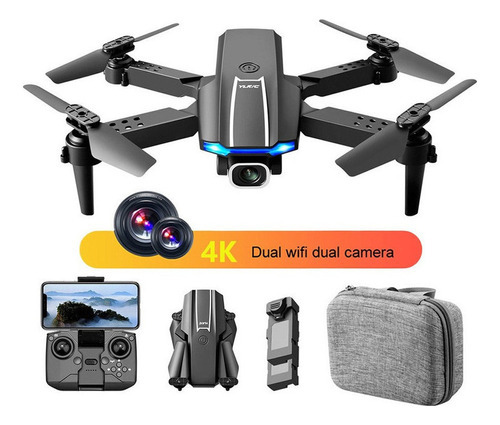 Mini drones baratos con doble cámara de color negro