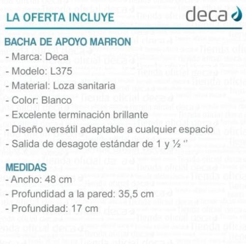 Imagen 7 de 10 de Bacha Deca L375 Loza Mesada Rectangular Bajomesada Embutir