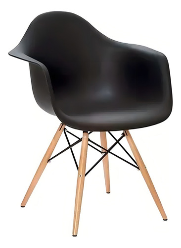 Cadeira Com Braços Louis Eames - 4 Unidades - Cor Preta