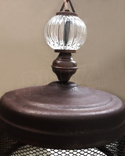 Imagen 7 de 10 de Colgante Galponera Bombe C/malla Vidrio Cairel - Chapa Óxido