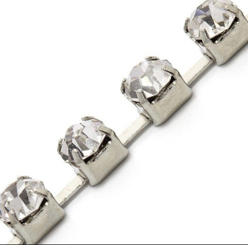 Corrente De Strass Ss22 - 125 Metros - Cor Prata