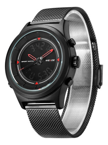 Relógio Masculino Weide Anadigi Wh7305b - Preto E Vermelho