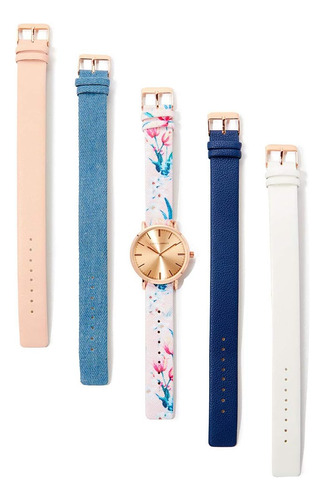 Laura Ashley - Juego De Reloj Con Correa Floral Para Mujer C