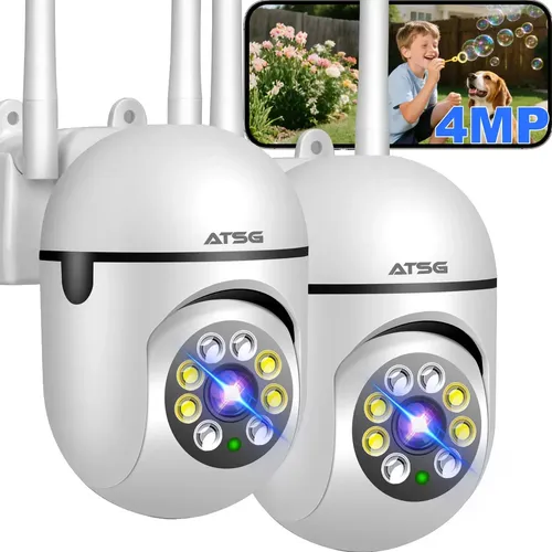 ATSG 2pcs 4MP Security Camera Vigilancia HD · Blanco