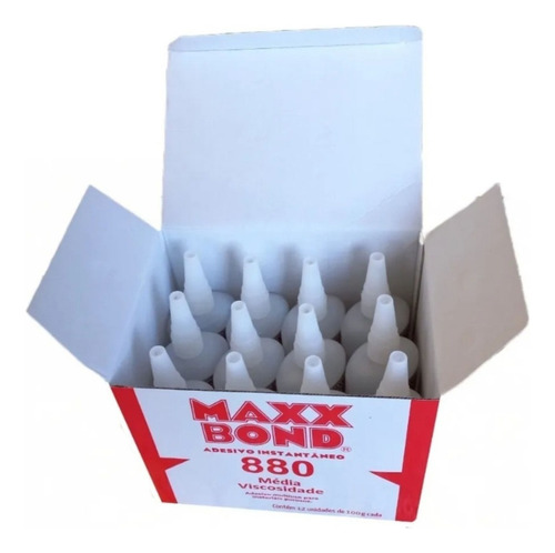 Kit 12 Un. Cola Instantânea Maxx Bond 880 Super Adesivo 20g