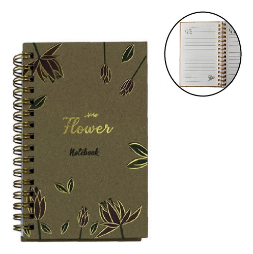 Bloco De Anotações Mini Caderno Espiral Flower 80 Folhas A6