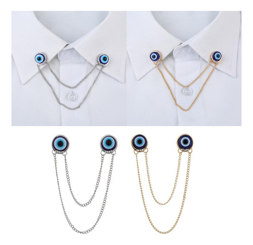 2 Uds Trajes De Hombre Ojos Azules Borla Cadenas Camisa