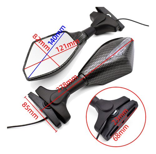 Retrovisor Seta Led Carbono Carenada Yamaha Yzf R1 2007 2008