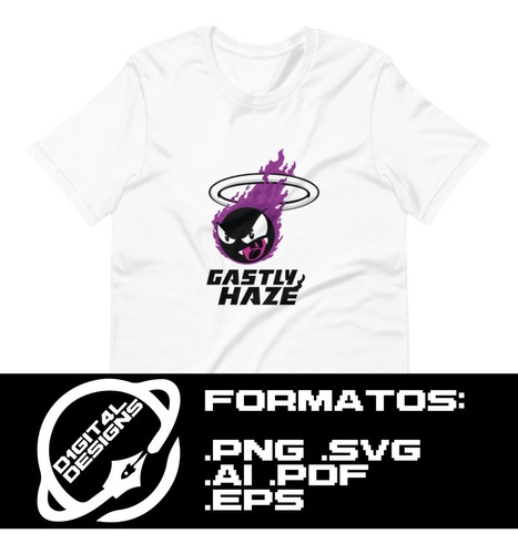 Vector Playera Pokémon Gastly Editable Png Transparente