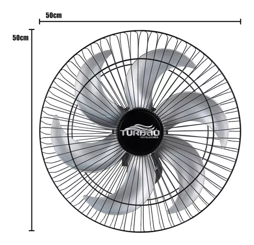 Ventilador Parede 50cm Industrial Turbo Turbão 6 Pás Grade 40 Fios Ga  Vitalex Branco - 220V