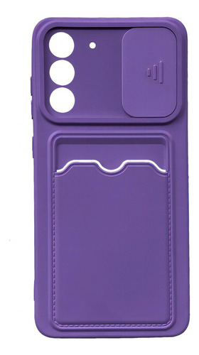 Capa Porta Cartão Proteção Camera Para Samsung Galaxy S21 Fe Cor Lilás Escuro Liso