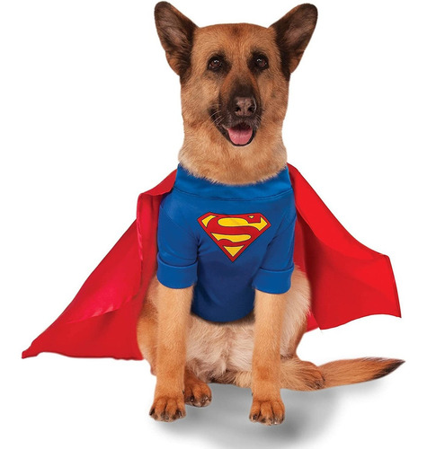 Disfraz De Mascota Con Capa Y Camisa De Superman De Dc Comic