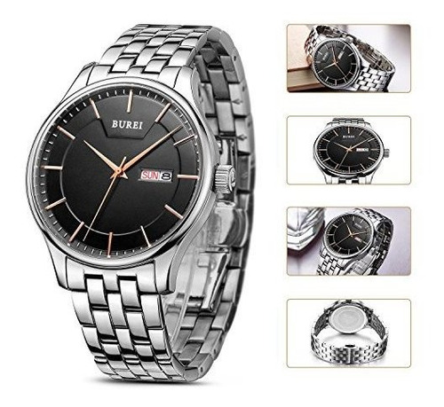 Reloj Burei Men Simple De Cuarzo Dial Analogico Negro Con Ve