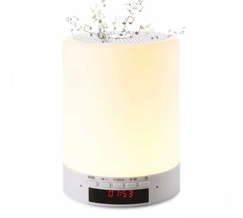 Imagen 1 de 9 de Lámpara De Noche Led Con Altavoz Bluetooth Inalámbrico Reloj