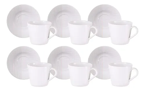Kit Xícara E Pires De Café Grid 12 Peças 70ml Tramontina 96950210
