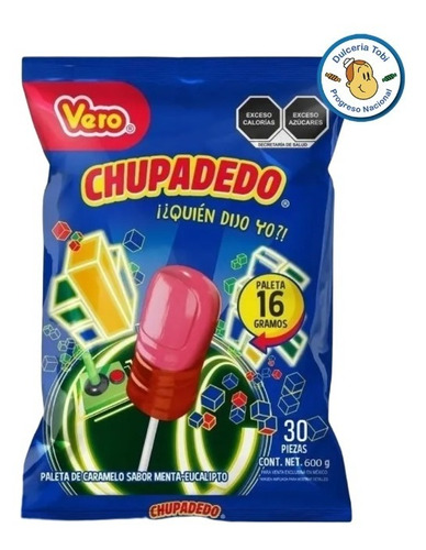 Vero Chupadedo Paleta Sabor Menta Eucalipto 30pz 600gr