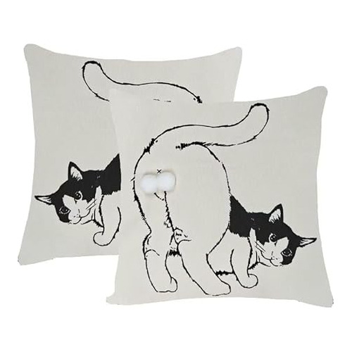 Fundas De Almohada Divertidas De Gatos, Set De 2, Regal...