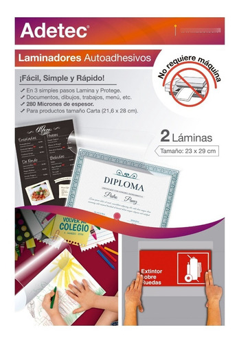 Set 2 Laminas Plastificar En Frío Tamaño Carta Adetec