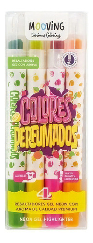 Resaltadores Mooving Gel Colores Perfumados X 4 Unidades