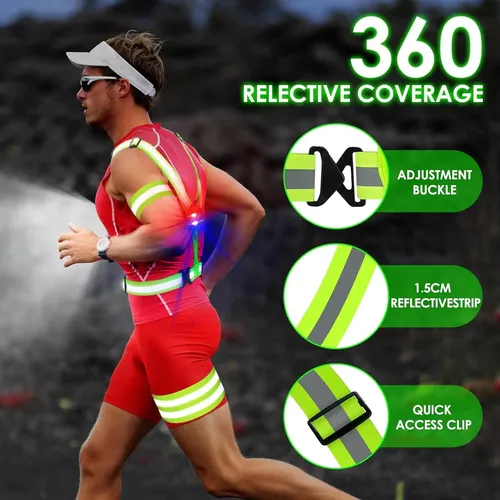 Ylzzrs Chaleco Reflectante Para Correr Con Luz LED, Chaleco Reflectante Para Correr Con Luz Led Chaleco Reflectante Para Corredores De Caminata Nocturna Chaleco Reflectante Led Recargable De