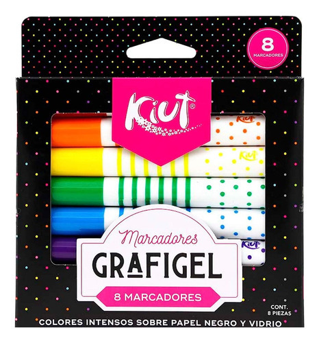 Kiut 8 Plumones Grafigel Colores Surtidos Dibujo Escritura