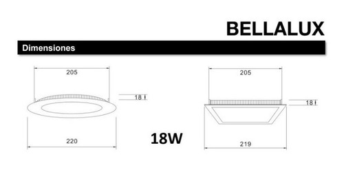 Imagen 2 de 3 de Panel Plafon Led 18w Aplicar Bellalux Luz Dia/fria 220v