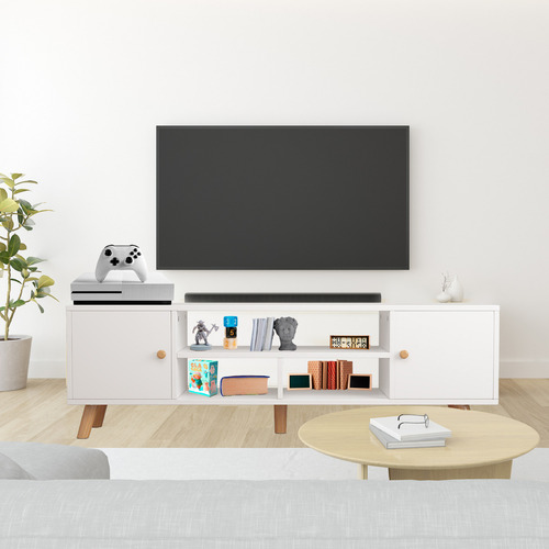 Repisa Mueble MPT01BE-B1 para Tv Centro de Entretenimiento Vintage Color Blanco