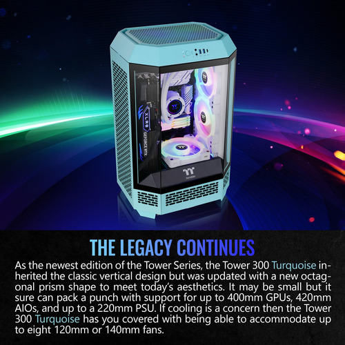 Funda Thermaltake Tower 300 Microatx Turquesa Con 2 X 140 Mm